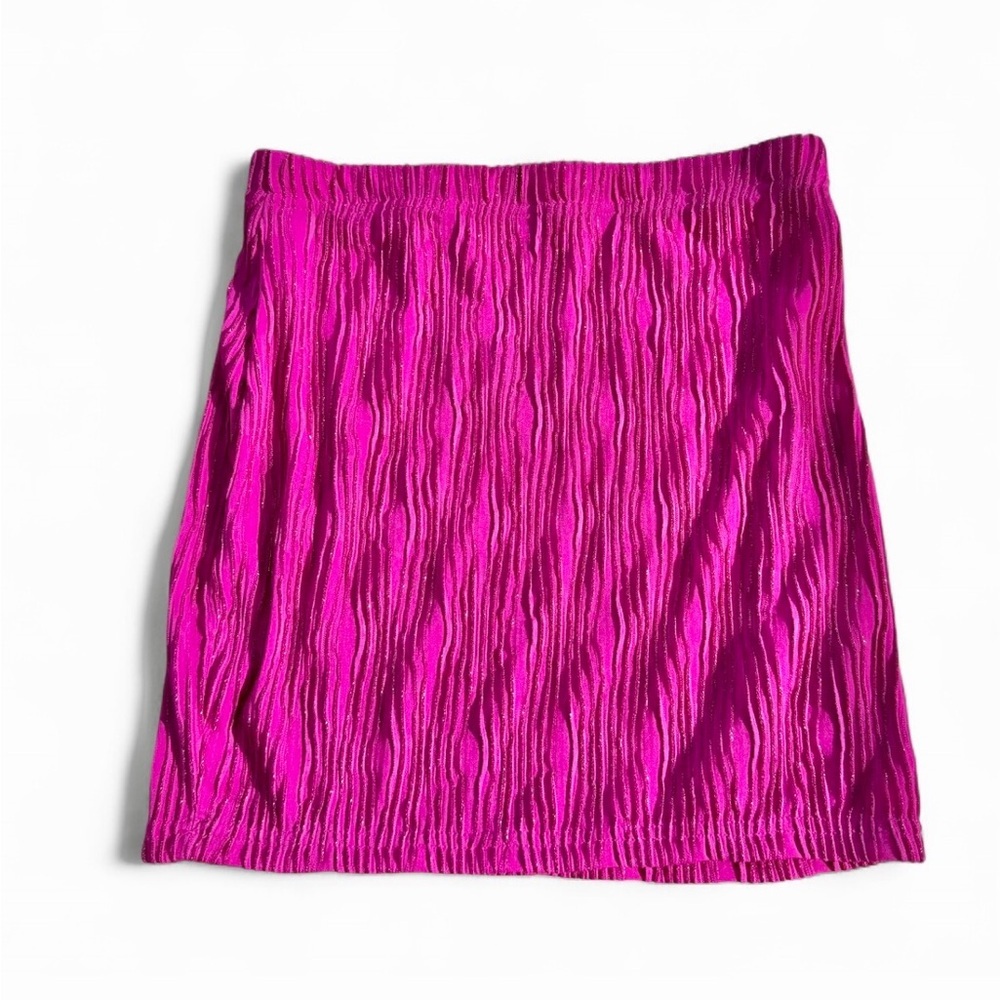 Womens Mini Skirt size S Short Pleated Shimmer Hot Pink Clubbing Party rave